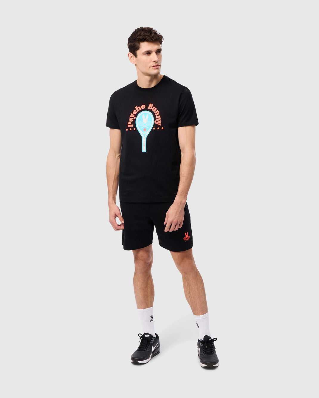 Tees Psycho Bunny Courtside Graphic Tee Noir Homme | VQA-69916573